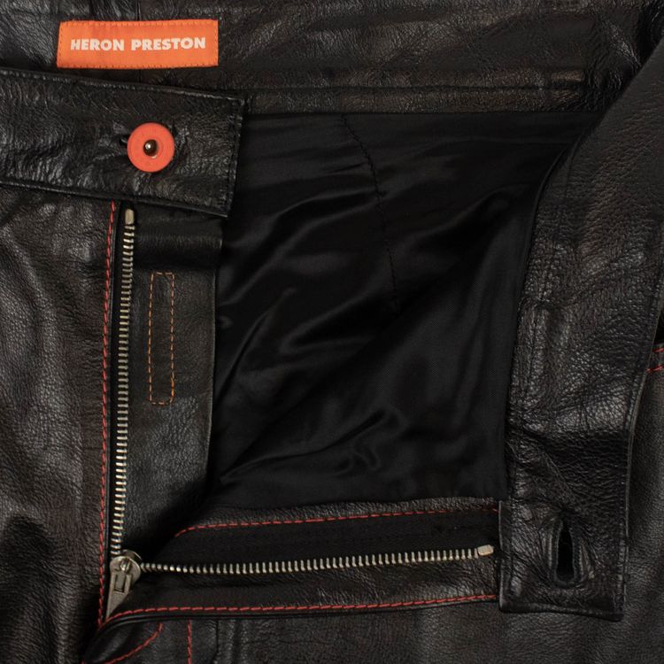 Heron Preston Leather Straight Leg Pants Black