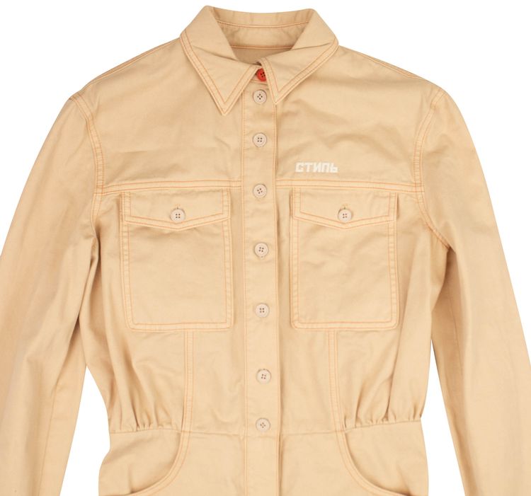 Heron Preston Utility Logo Patch Jumpsuit Beige