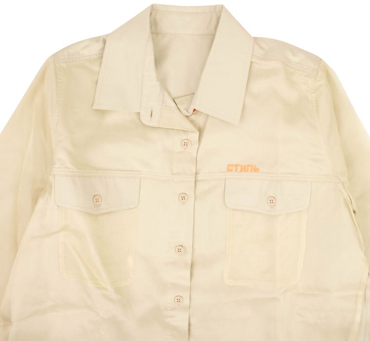 Heron Preston Side Slit Blouse Shirt Beige