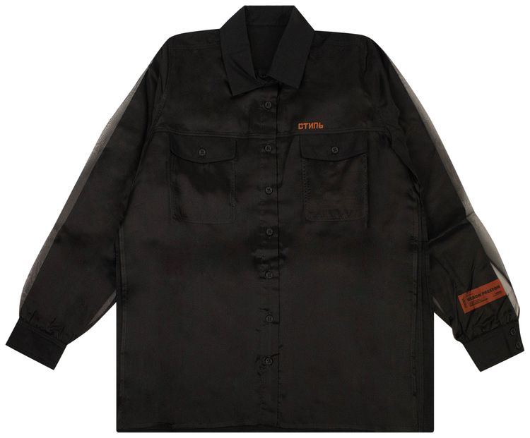 Heron Preston Double Layer Silk Shirt Black