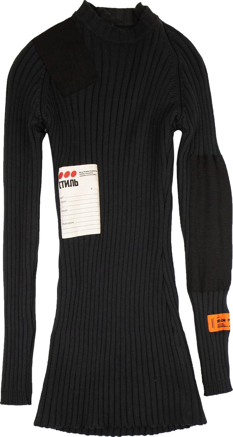 Heron Preston Ribbed Knit Fitted Dress 'Grey'