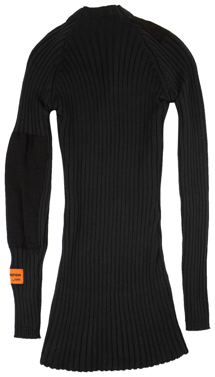 Heron Preston Ribbed Knit Fitted Dress Grey