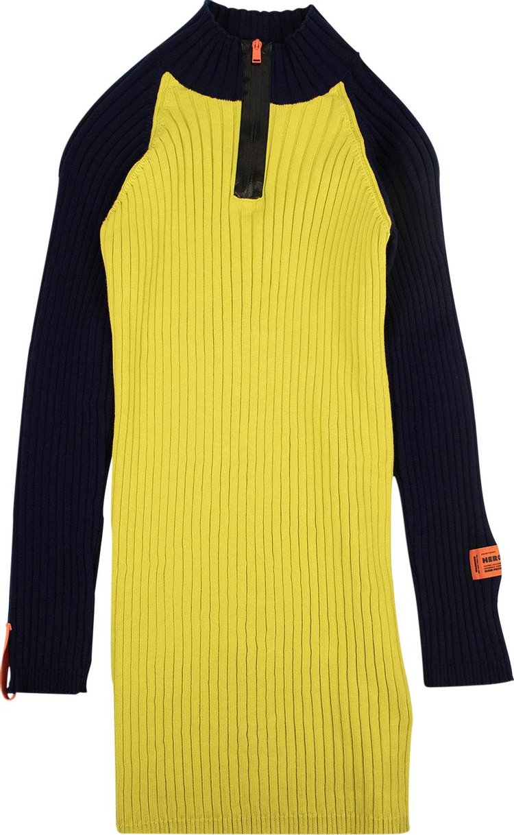 Heron Preston Ribbed Knit Dress 'Navy/Yellow'