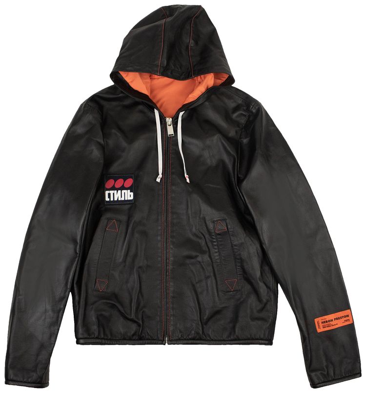 Heron Preston Leather Oversized Jacket Black