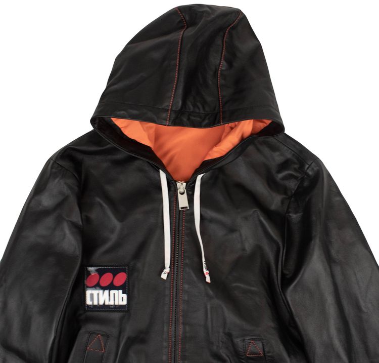 Heron Preston Leather Oversized Jacket Black