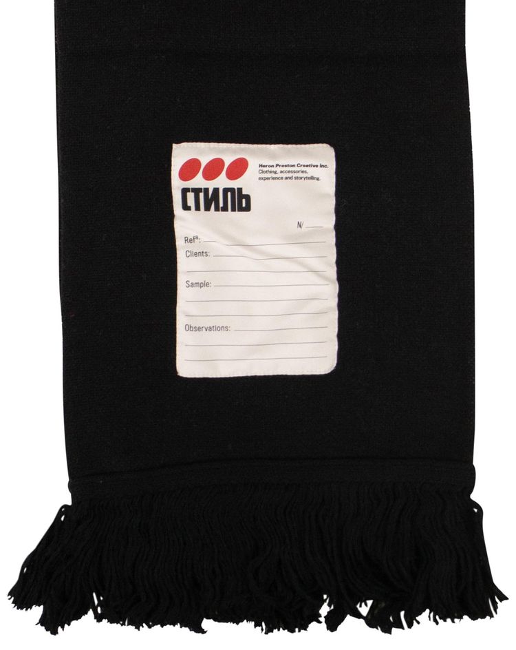 Heron Preston Logo Print Knit Logo Scarf Black