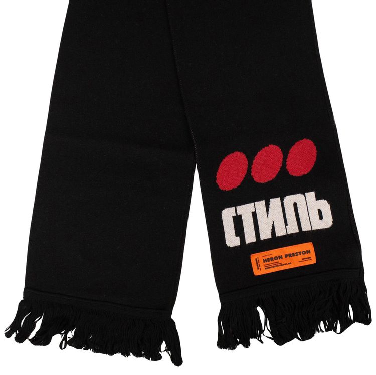 Heron Preston Logo Print Knit Logo Scarf Black