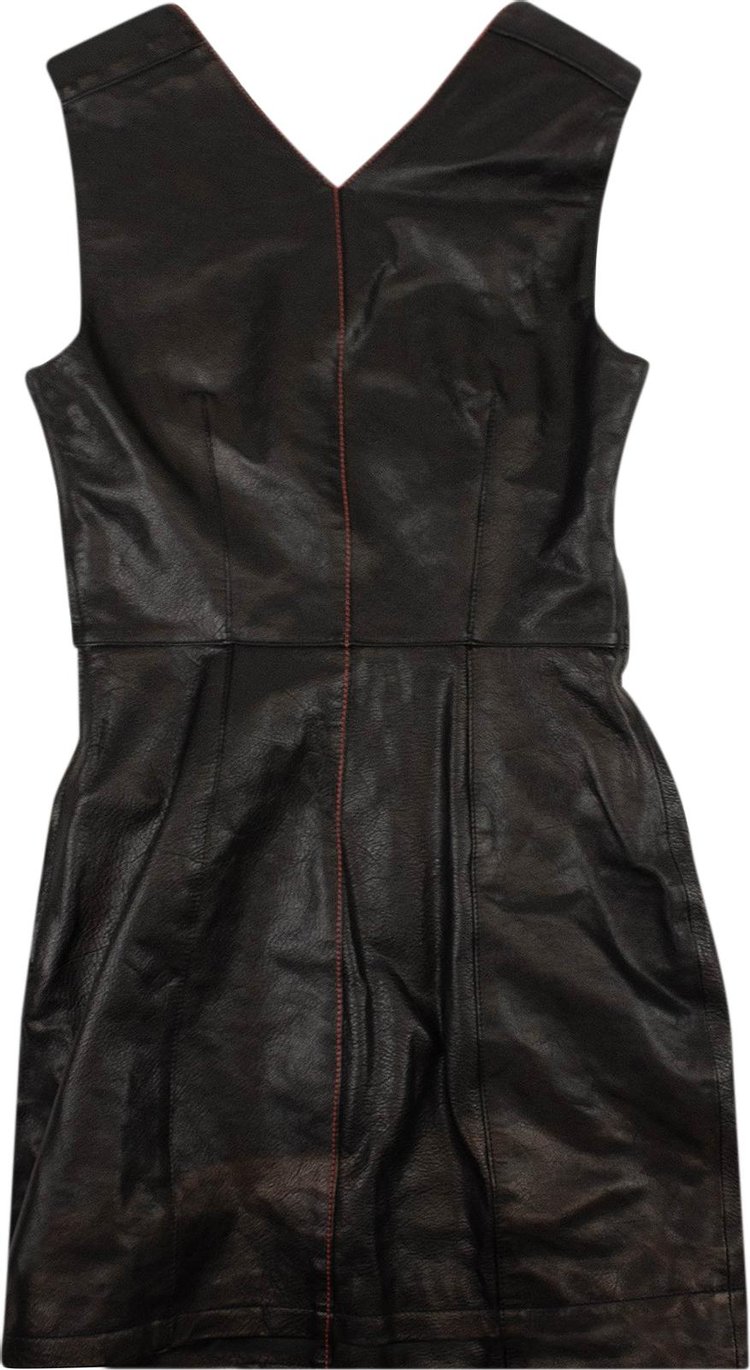 Heron Preston Leather V Neck Dress Black