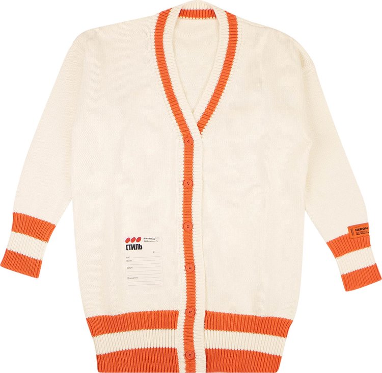 Heron Preston Oversized Contrast Trim Cardigan Off WhiteMulticolor