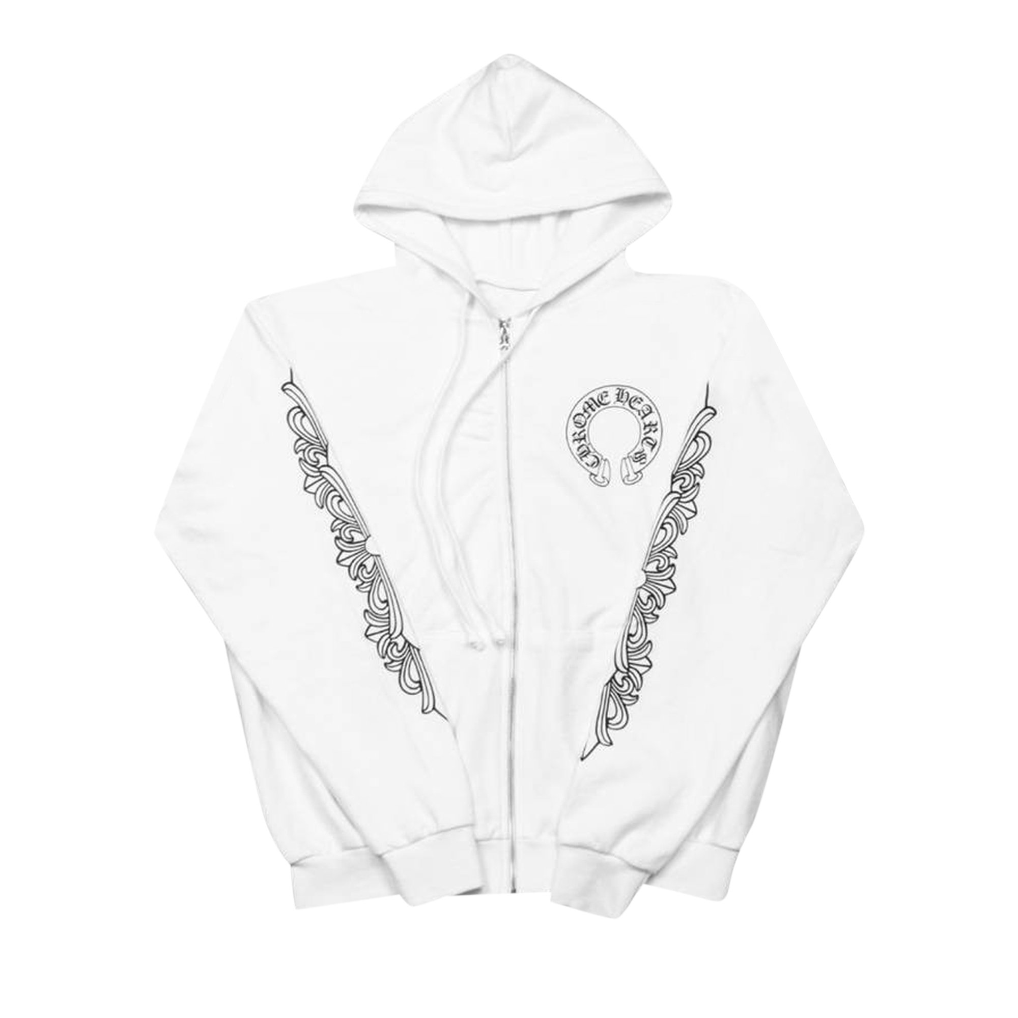 Chrome Hearts Floral Cross Zip Hoodie 'White'
