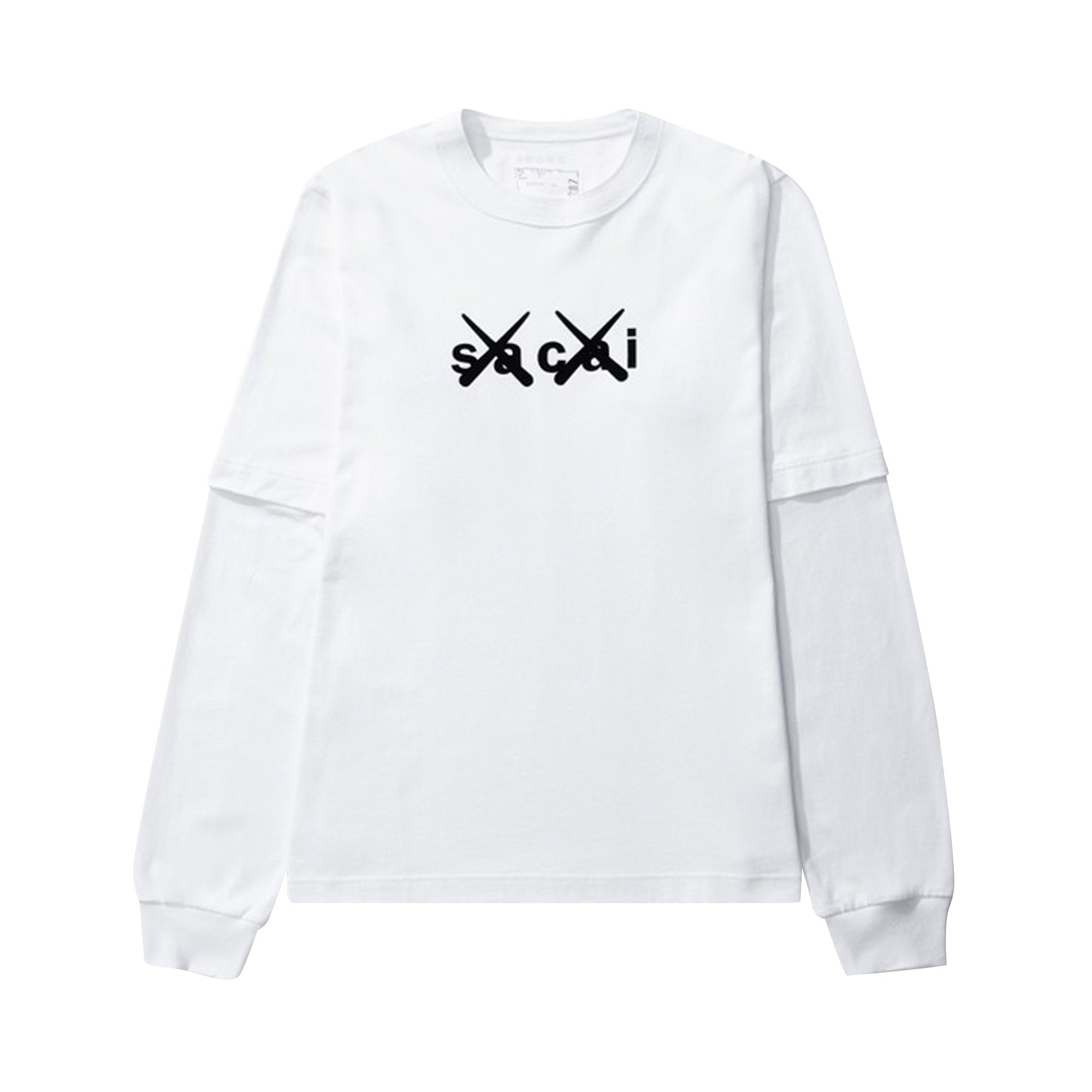 Sacai x KAWS Flock Print Long-Sleeve T-Shirt 'White/Black' | GOAT