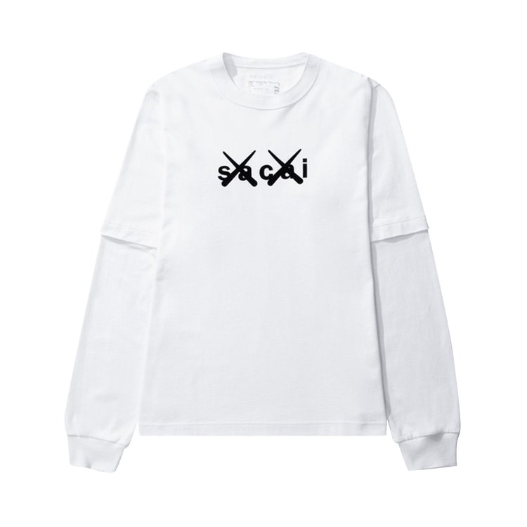Sacai x KAWS Flock Print Long-Sleeve T-Shirt 'White/Black'