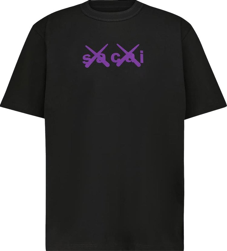 Sacai x KAWS Flock Print T-Shirt 'Black/Purple'