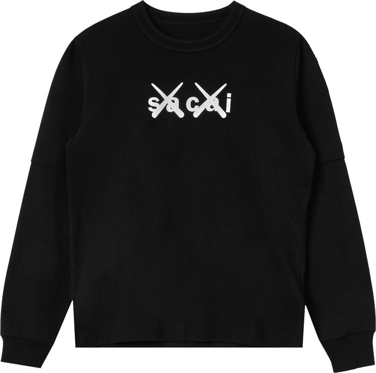 Sacai x KAWS Flock Print Long-Sleeve T-Shirt 'Black/White'