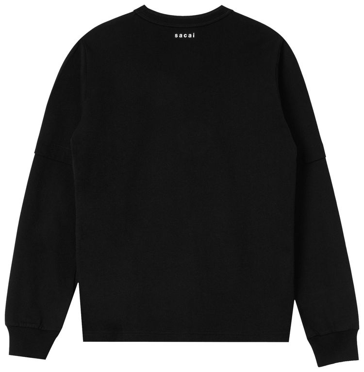 Sacai x KAWS Flock Print Long Sleeve T Shirt BlackWhite
