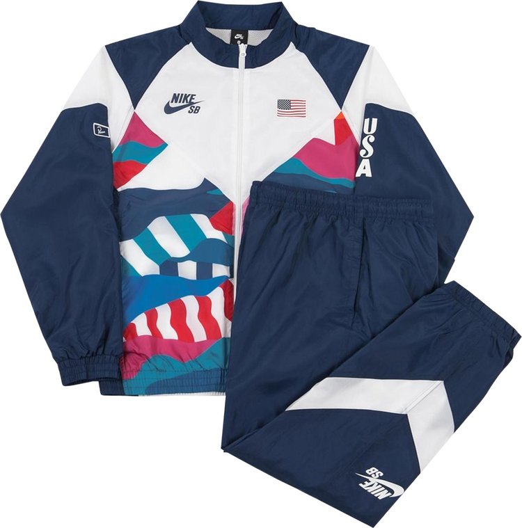 Nike SB x Parra USA Federation Kit Skate Tracksuit 'Brave Blue/White'