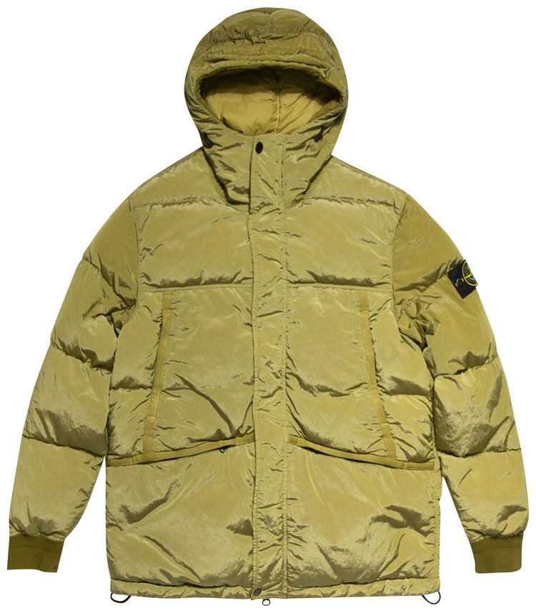 Stone Island Nylon Badge Logo Down Jacket Dark Beige