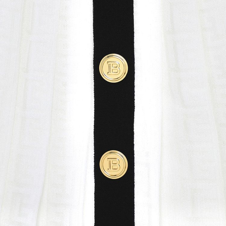 Balmain Pleated Monogram Jacquard Skirt BlancNoir