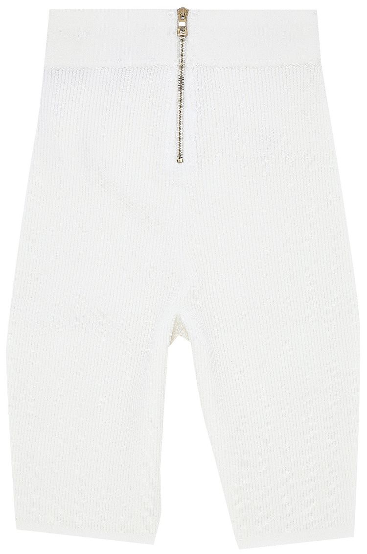 Balmain Ribbed Knit Cycling Shorts Blanc