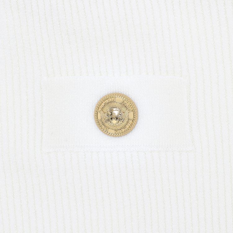 Balmain Ribbed Knit Cycling Shorts Blanc