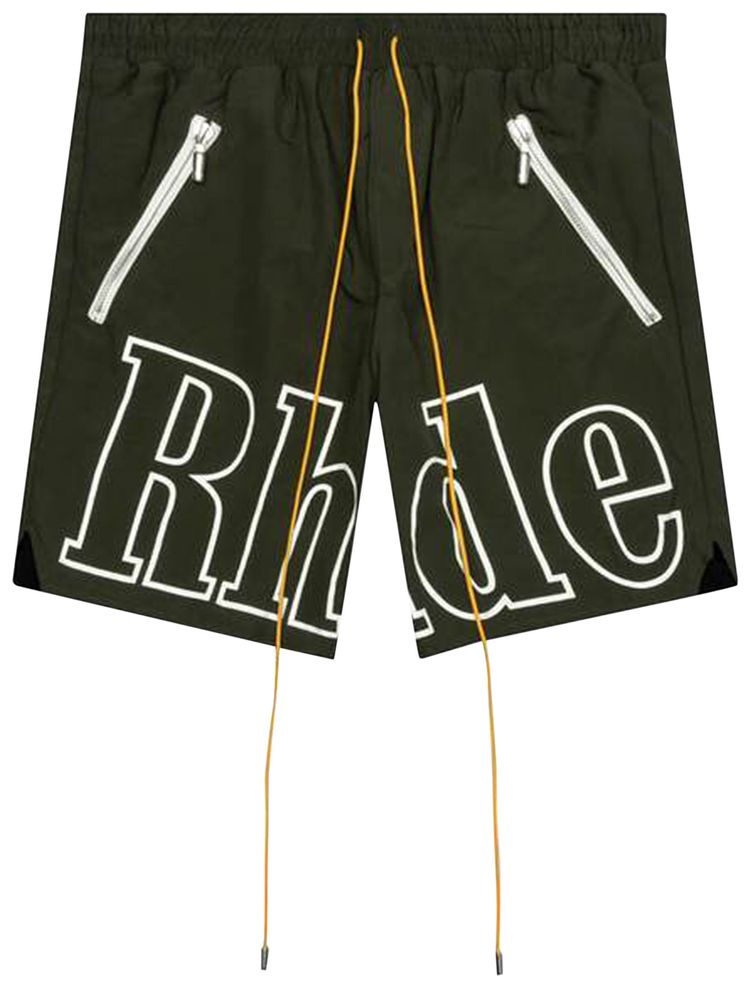 Rhude Logo Shorts Olive