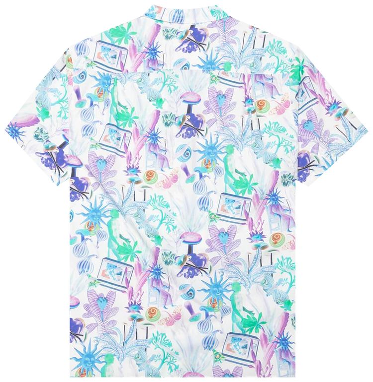 Real Bad Man Psychedelica Vacation Button Down GreenPurple Multi Print