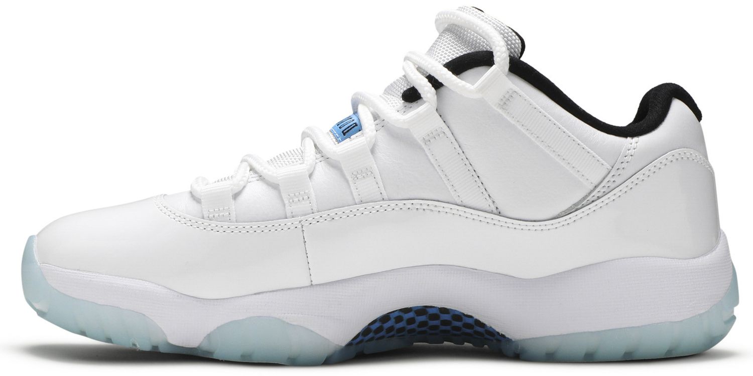 low top jordan 11 blue and white