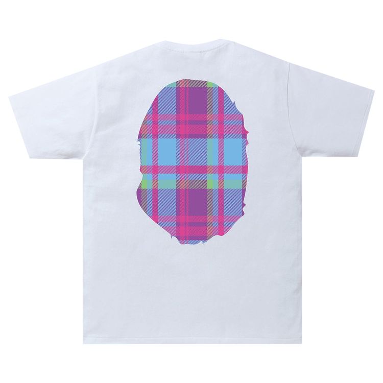 BAPE Check Big Ape Head Tee WhitePurple