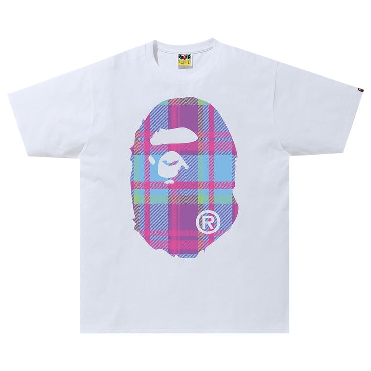 BAPE Check Big Ape Head Tee WhitePurple