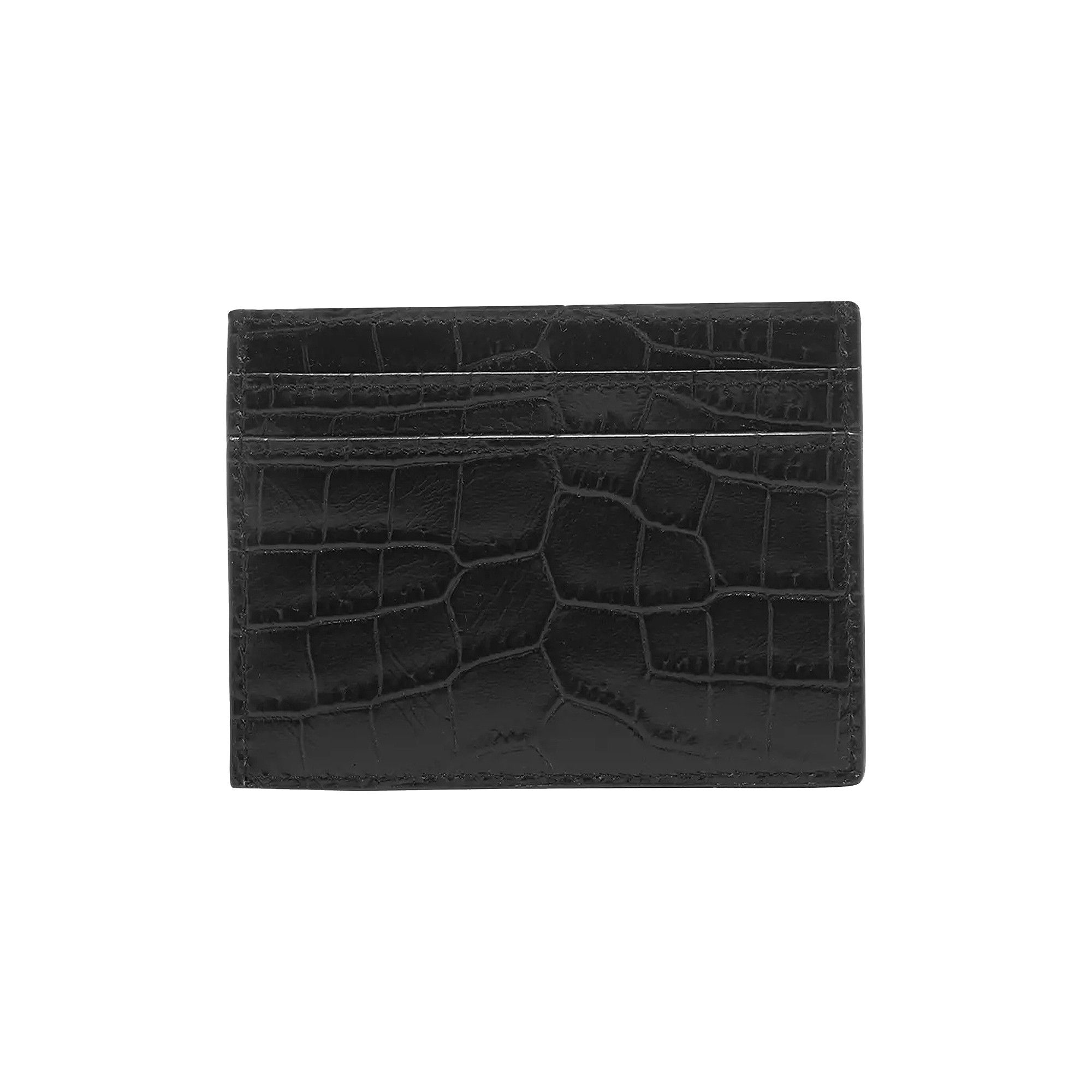 Saint Laurent Embossed Leather Credit Card Case 'Black'