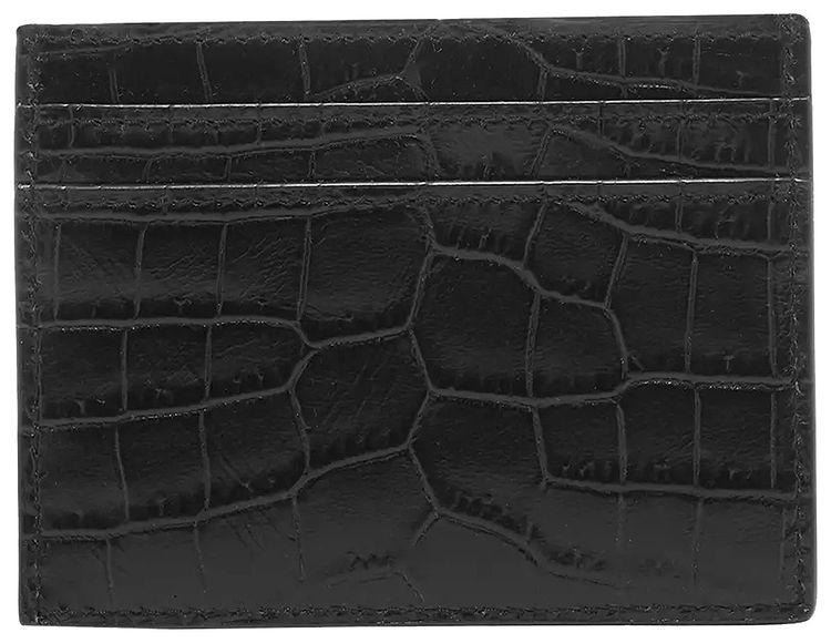 Saint Laurent Embossed Leather Credit Card Case Black