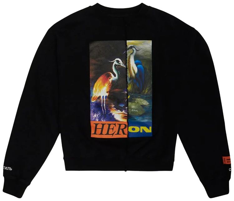 Heron Preston Split Herons Crewneck BlackOrange