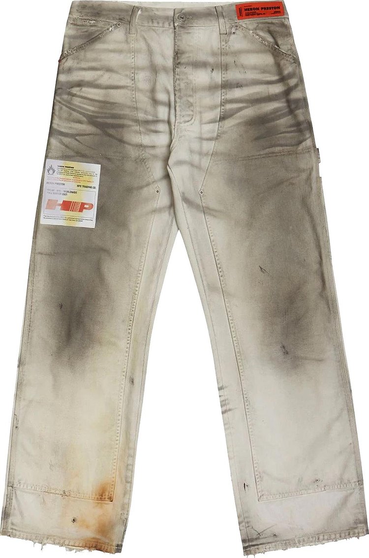 Heron Preston Label Dirt Wash Carpenter Pants 'Grey'