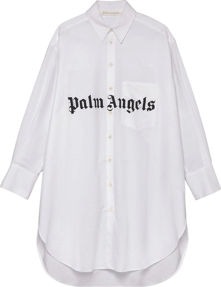 Palm Angels Logo Shirt Dress 'Optical White/Black'