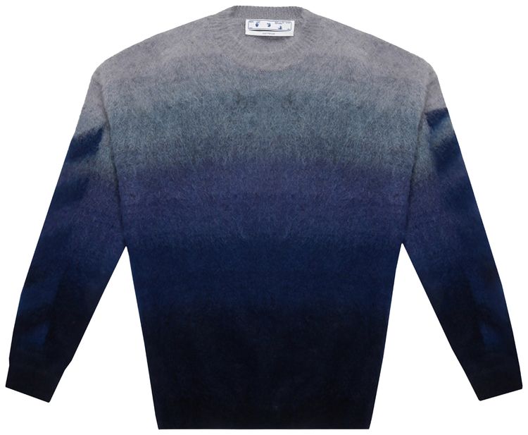 Off White Diag Brushed Knit Crewneck Blue