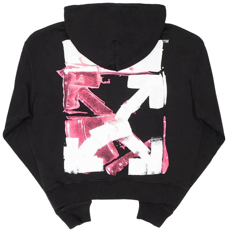 Off White Acrylic Arrow Over Hoodie BlackFuchsia