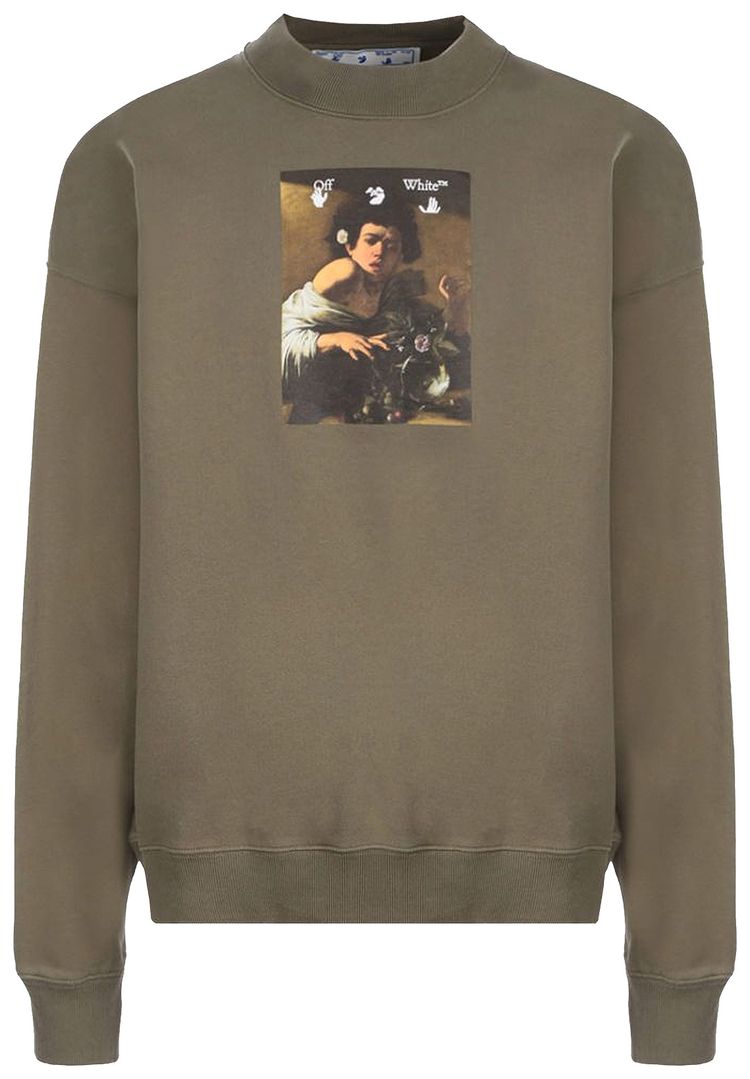 Off White Caravaggio Boy Skate Crewneck GreenMulticolor