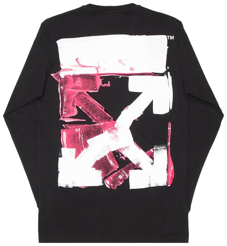 Off White Acrylic Arrow Long Sleeve Tee BlackFuchsia