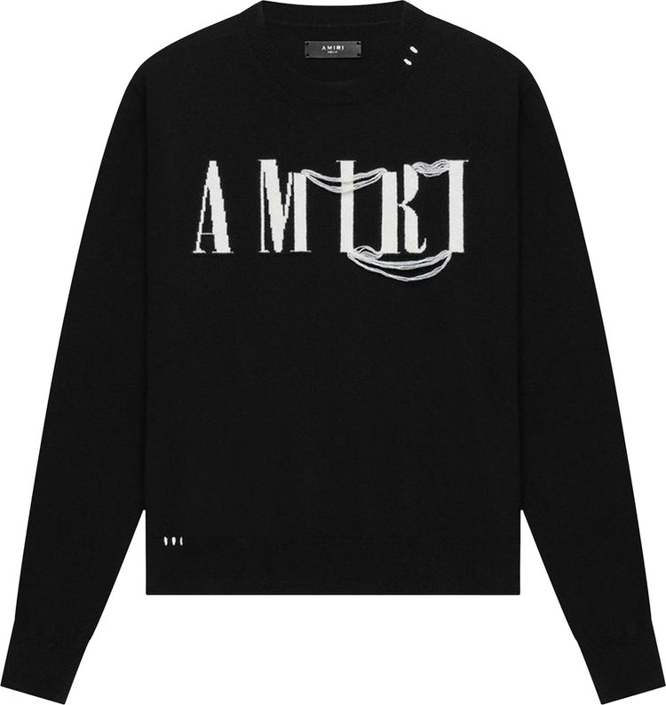 Buy Amiri Crewneck Sweater 'Black' - MKL006 001 BLAC | GOAT