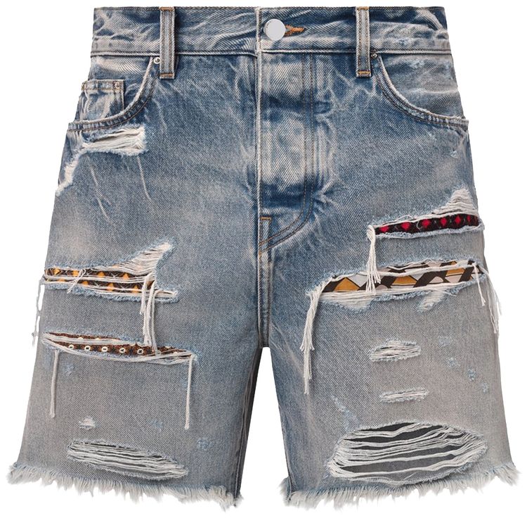 Amiri Pajama Art Patch Short Clay Indigo