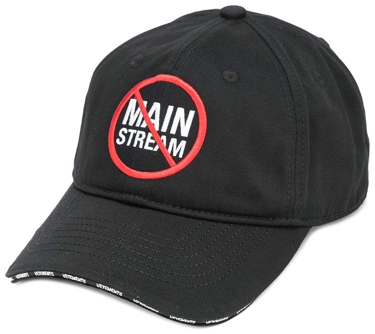 Vetements No Mainstream Logo Cap Black