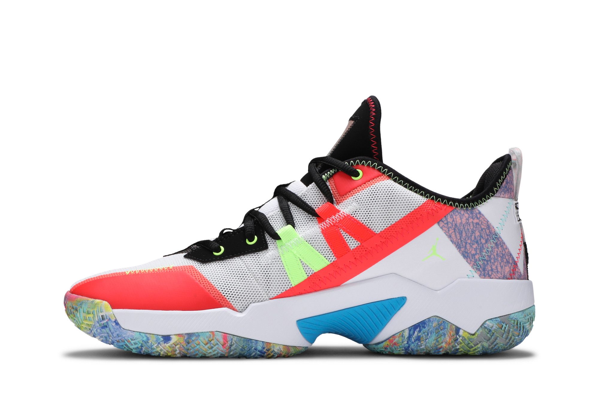 two different colored jordan shoes