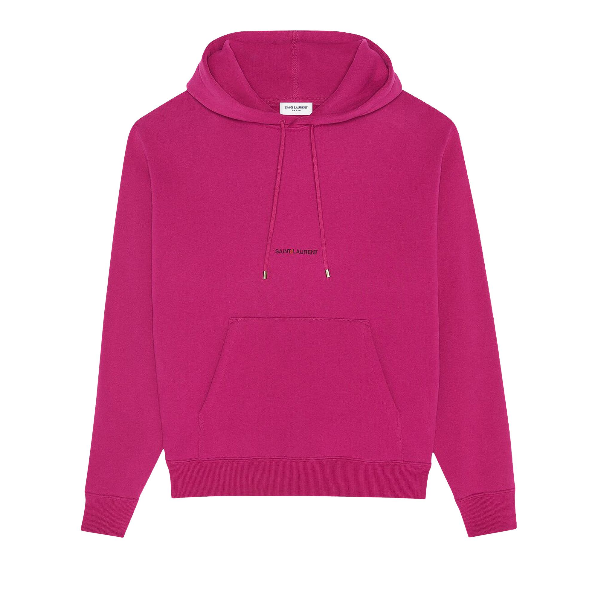Buy Saint Laurent Logo Hooded Sweatshirt Fuchsia Noir 666166 YBQZ2 6841 GOAT CA