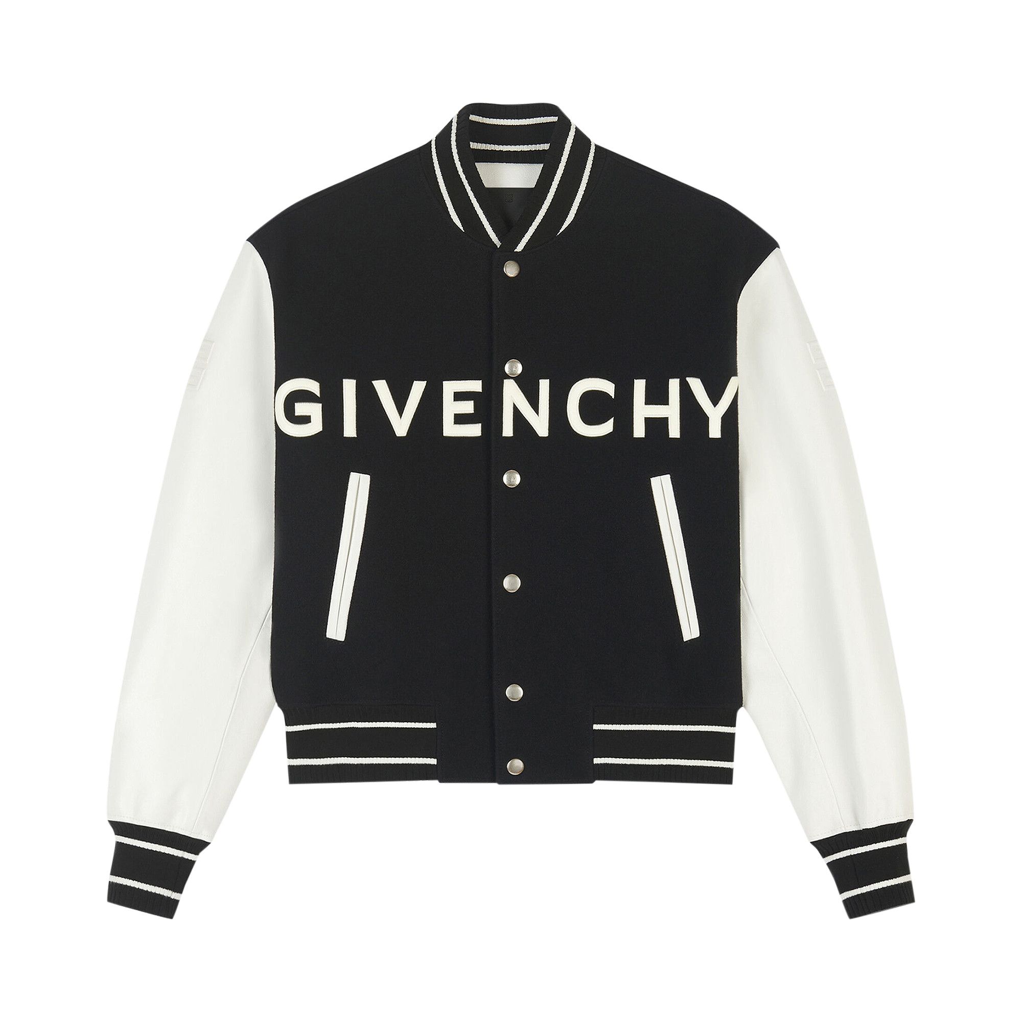 ジャケット GIVENCHY Women Jackets BW00N06Z0R 004 BLACK WHITE Givenchy Black Wool Blend Bomber Jacket for Women