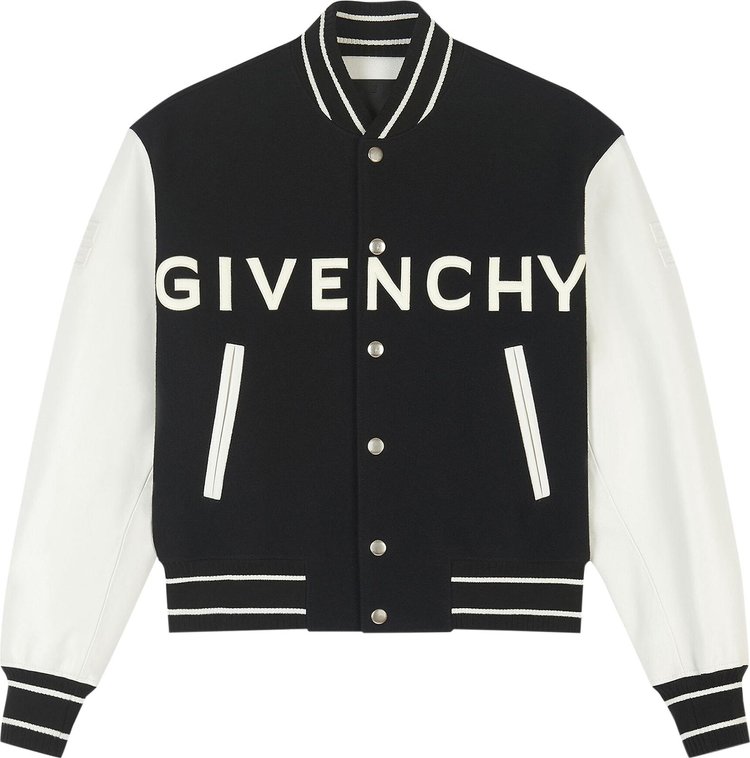Givenchy Wool And Leather Big Varsity Jacket 'Black/Wwhite'
