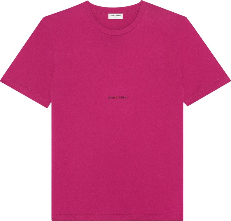 Saint Laurent Round Collar T-Shirt 'Fuchsia/Black'