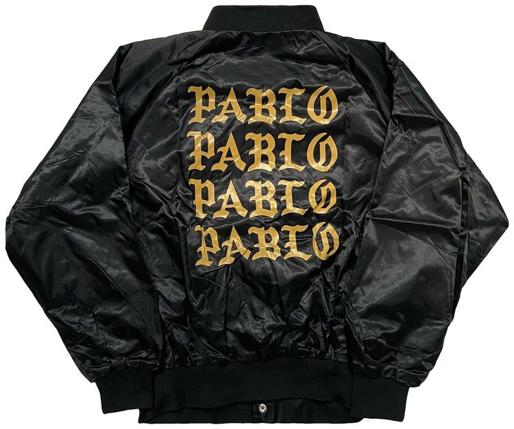 Kanye West Pablo Pop Up Satin Bomber Jacket Black