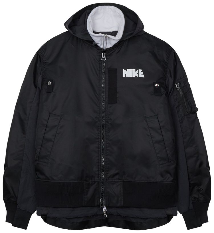 Nike Womens x Sacai Layered Bomber Jacket Black