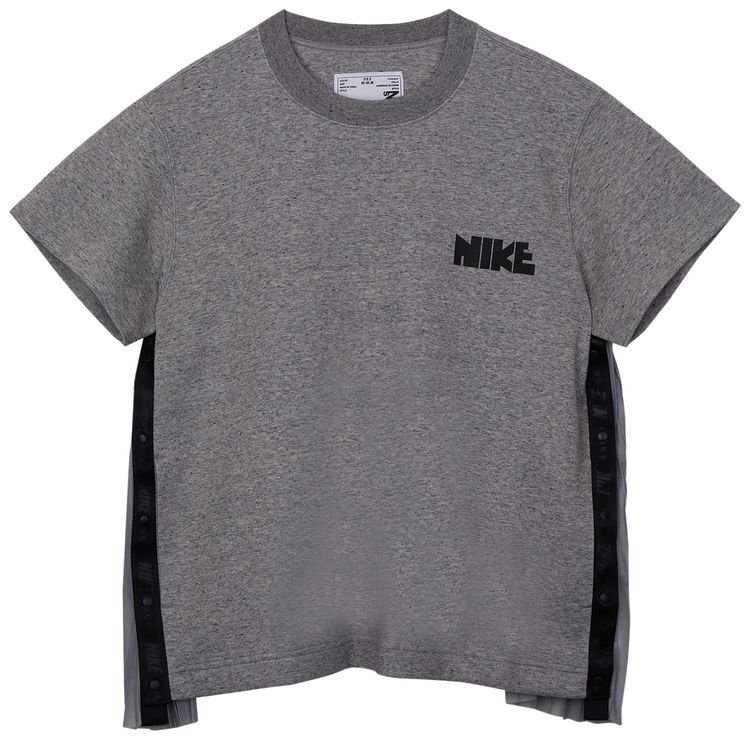 Nike Womens x Sacai Short Sleeve Fleece Top Dark Grey