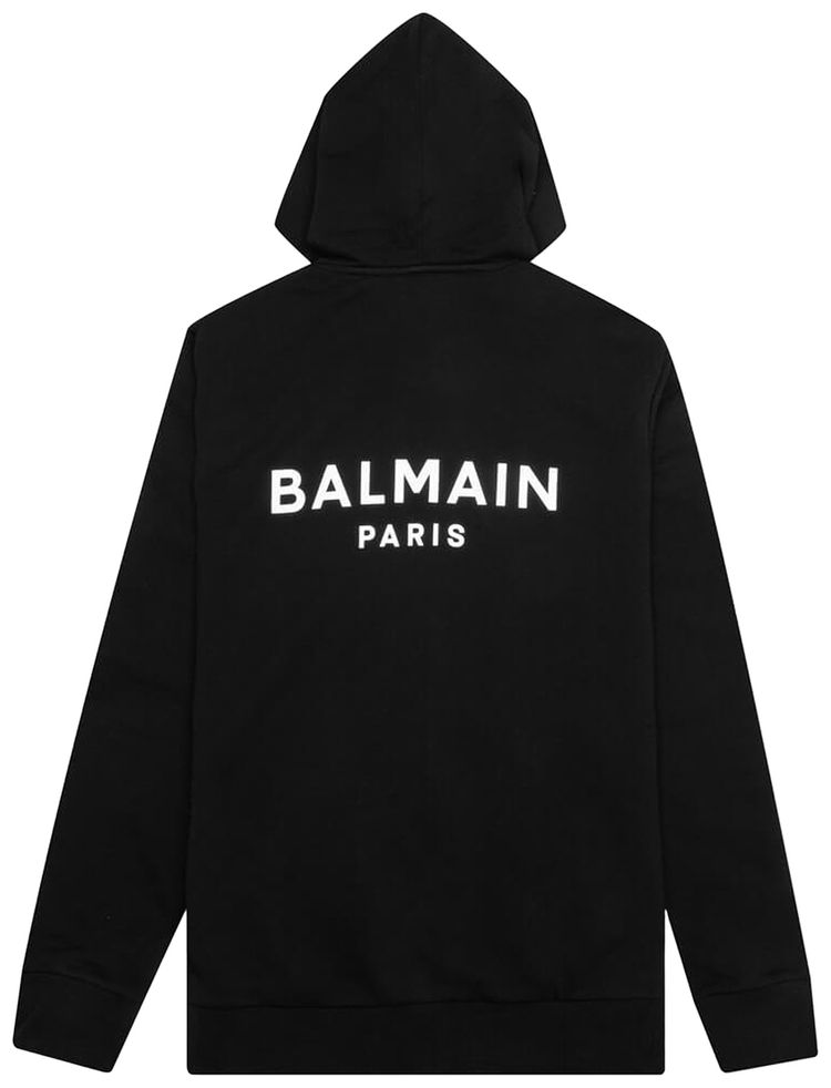 Balmain Zipped Printed Hoodie NoirBlanc